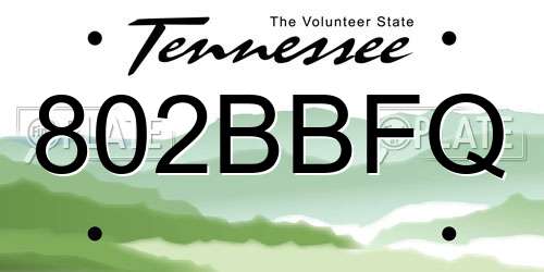 802BBFQ Tennessee License Plate