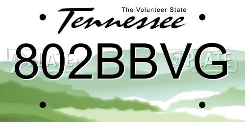 802BBVG Tennessee License Plate