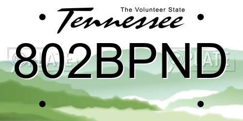 802BPND Tennessee License Plate