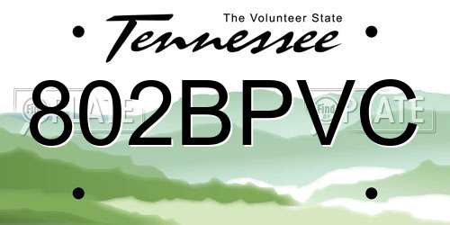 802BPVC Tennessee License Plate