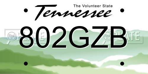 802GZB Tennessee License Plate