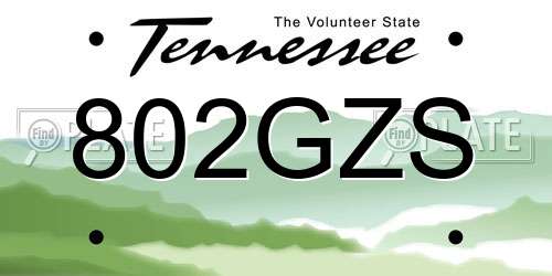 802GZS Tennessee License Plate