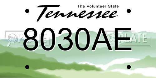 8030AE Tennessee License Plate