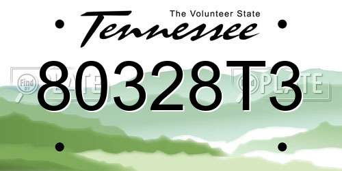 80328T3 Tennessee License Plate