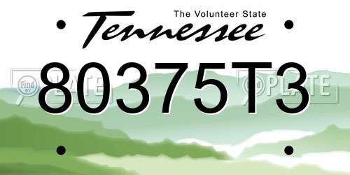 80375T3 Tennessee License Plate