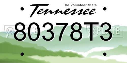 80378T3 Tennessee License Plate