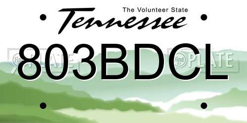 803BDCL Tennessee License Plate