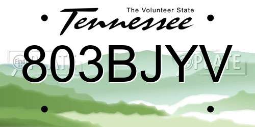 803BJYV Tennessee License Plate