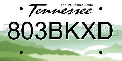 803BKXD Tennessee License Plate