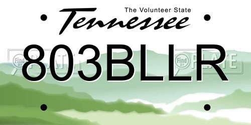 803BLLR Tennessee License Plate