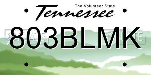 803BLMK Tennessee License Plate