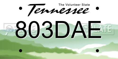 803DAE Tennessee License Plate