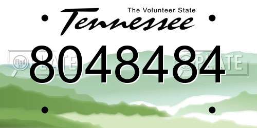 8048484 Tennessee License Plate