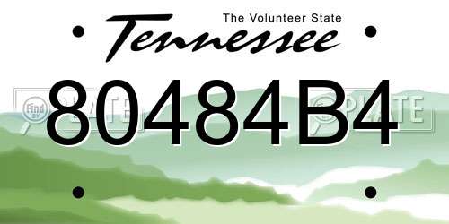 80484B4 Tennessee License Plate