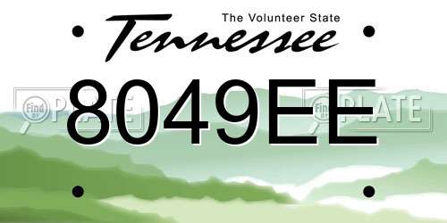 8049EE Tennessee License Plate