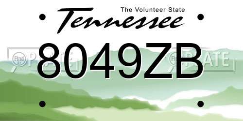 8049ZB Tennessee License Plate