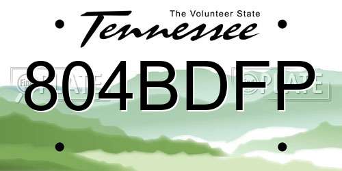 804BDFP Tennessee License Plate