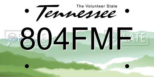 804FMF Tennessee License Plate