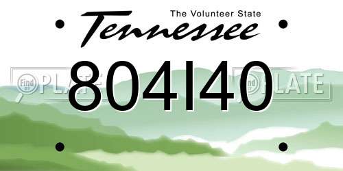 804I40 Tennessee License Plate