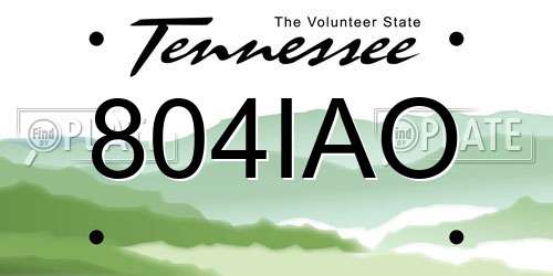 804IAO Tennessee License Plate