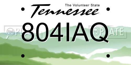 804IAQ Tennessee License Plate