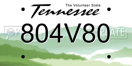 804V80 Tennessee License Plate