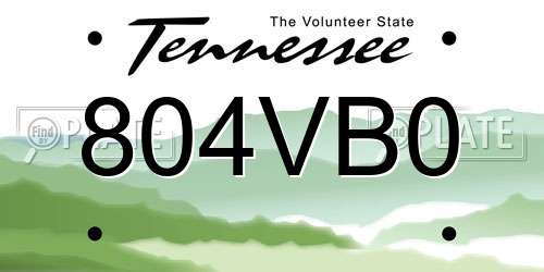 804VB0 Tennessee License Plate