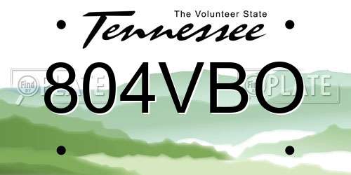 804VBO Tennessee License Plate