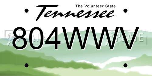 804WWV Tennessee License Plate