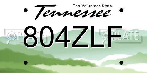 804ZLF Tennessee License Plate