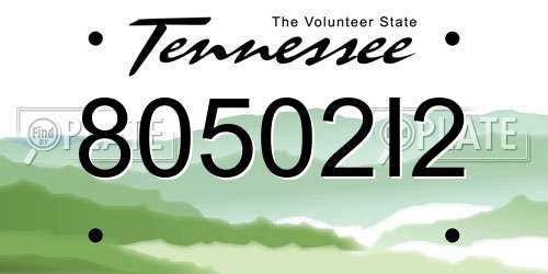 80502I2 Tennessee License Plate