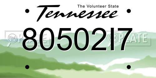 80502I7 Tennessee License Plate