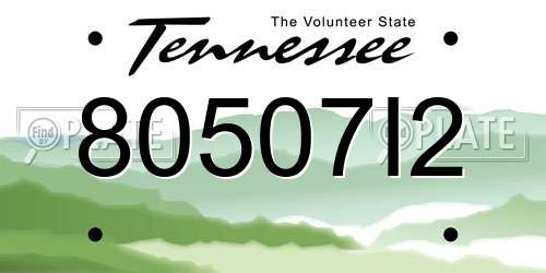80507I2 Tennessee License Plate