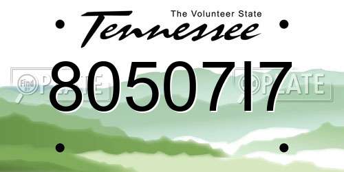 80507I7 Tennessee License Plate