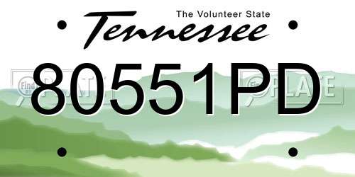 80551PD Tennessee License Plate