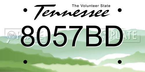 8057BD Tennessee License Plate