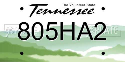 805HA2 Tennessee License Plate