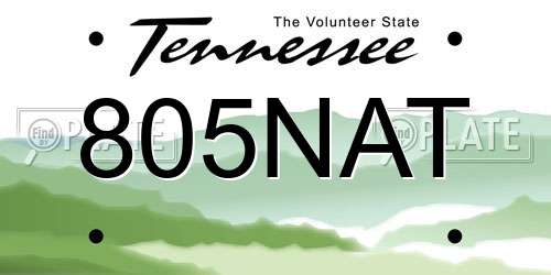 805NAT Tennessee License Plate