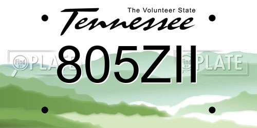 805ZII Tennessee License Plate