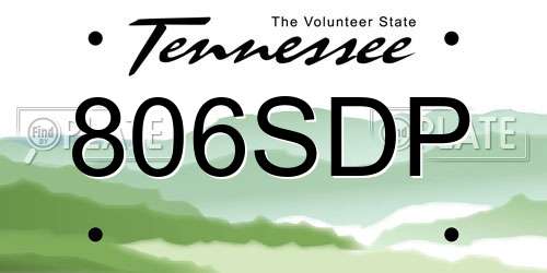 806SDP Tennessee License Plate