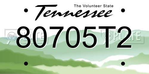 80705T2 Tennessee License Plate