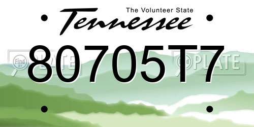 80705T7 Tennessee License Plate