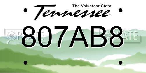 807AB8 Tennessee License Plate