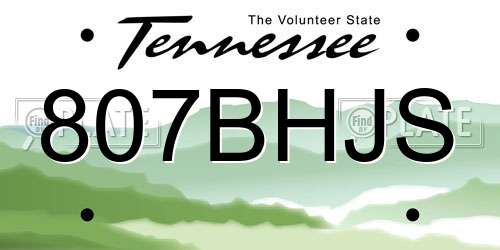 807BHJS Tennessee License Plate