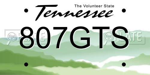 807GTS Tennessee License Plate