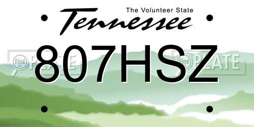 807HSZ Tennessee License Plate