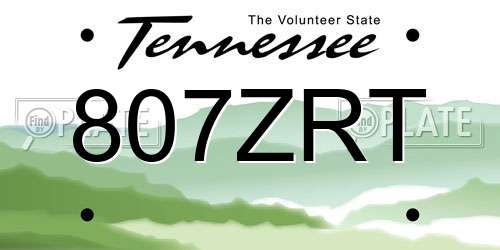 807ZRT Tennessee License Plate