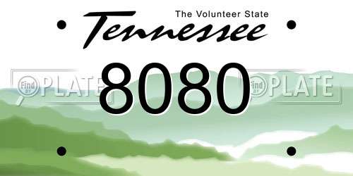 8080 Tennessee License Plate