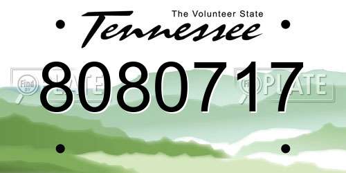 8080717 Tennessee License Plate