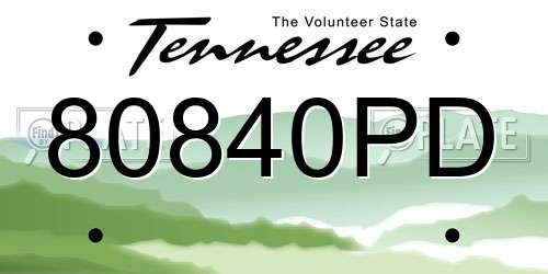 80840PD Tennessee License Plate